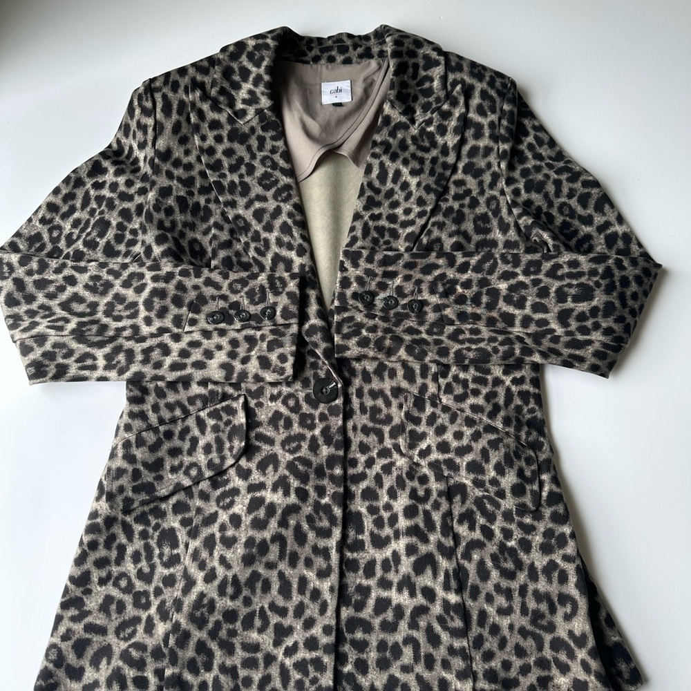 CAbi Black and Tan Leopard Print Blazer Tailored Fit - Picture 11 of 16